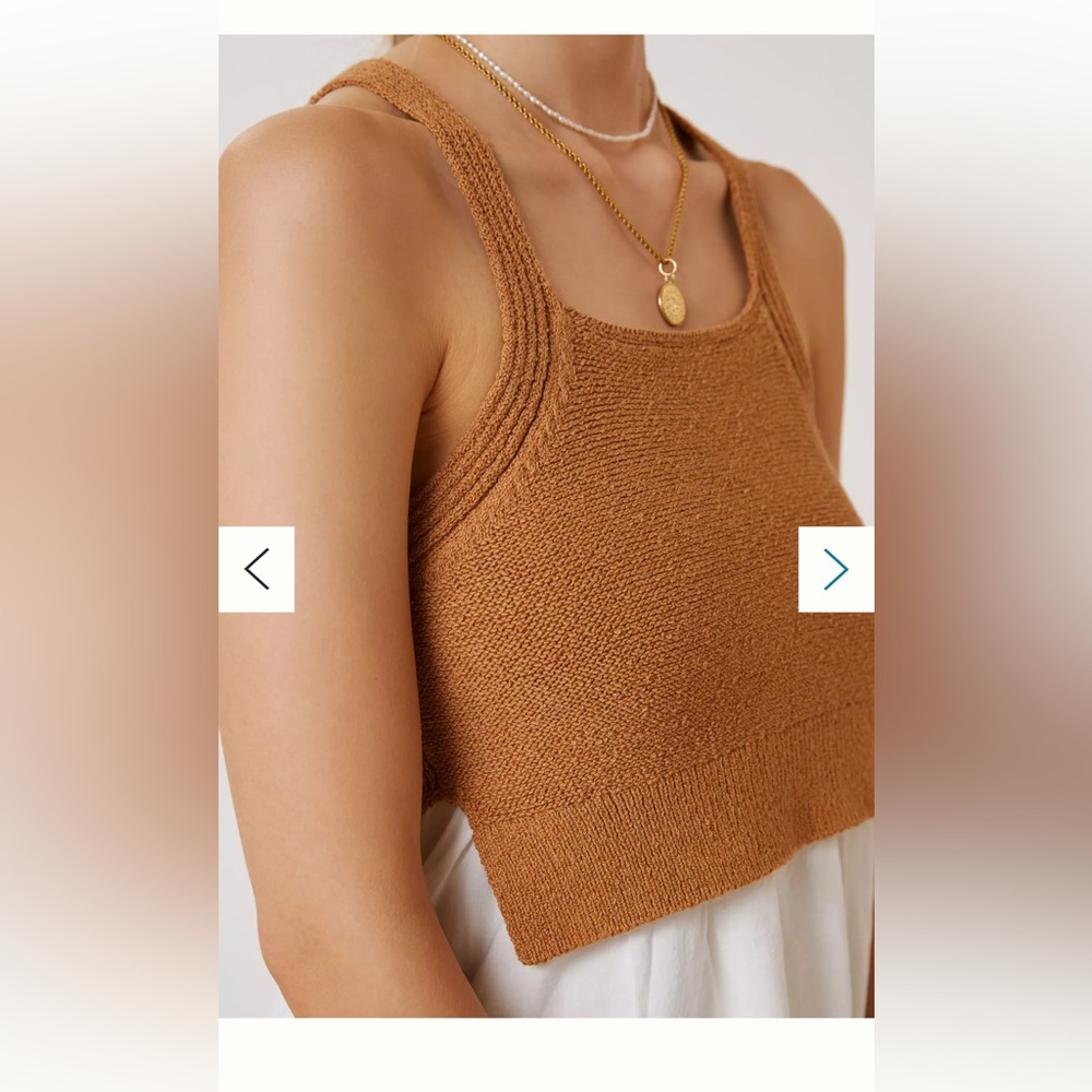 Anthropologie Tan and White Twofer Tank Top - Picture 3 of 9